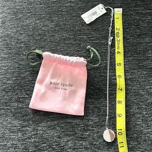 New Kate Spade with tags Silver-Toned Pave Stone Pendant  17” necklace in clear
